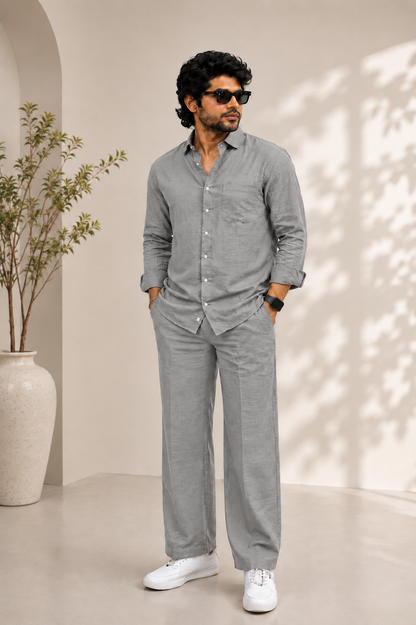 Men’s Premium Linen Co-Ord Set - Ash